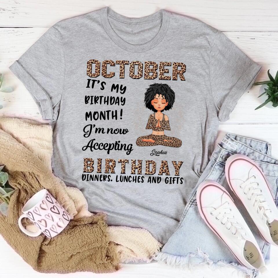 October Birthday Shirt, Custom Birthday Shirt, Queens are Born In October, October Birthday Shirts For Woman, October Birthday Gifts, Birthday Gifts For Yoga Lovers