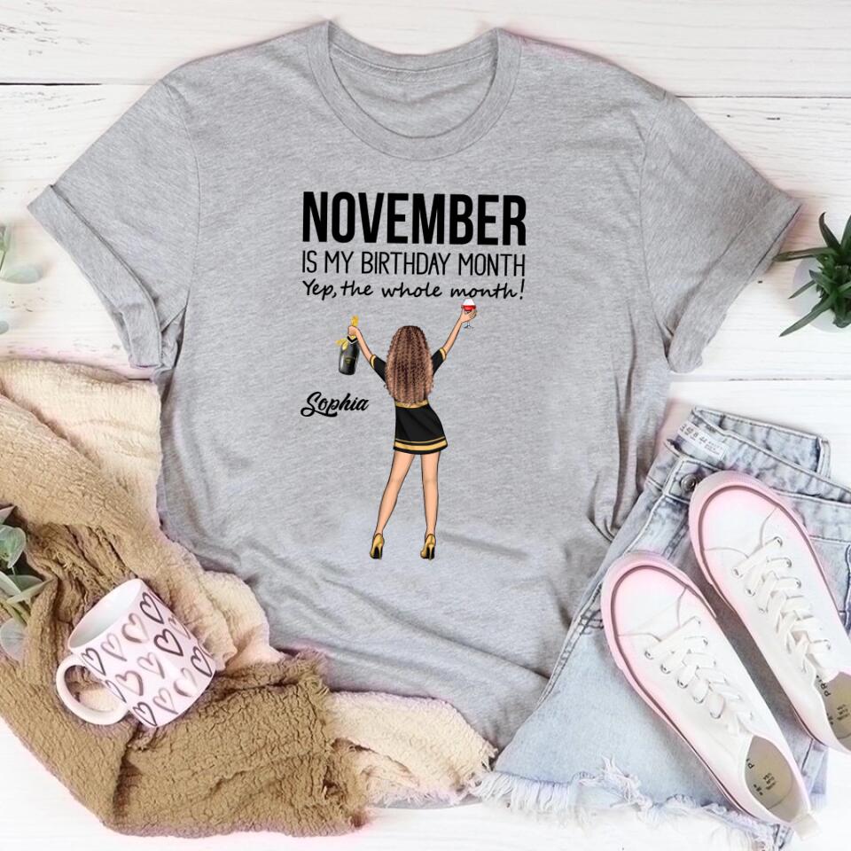 Custom November Birthday Shirt For Woman, Queens Are Born In November Gifts, Melanin Afro Woman Shirt, Black Girl Tee, Afro Queen Gift