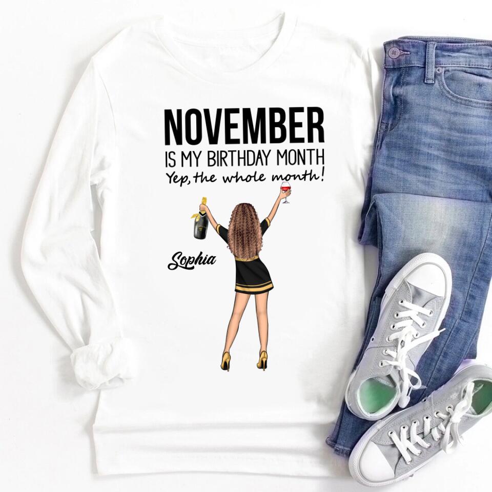 Custom November Birthday Shirt For Woman, Queens Are Born In November Gifts, Melanin Afro Woman Shirt, Black Girl Tee, Afro Queen Gift