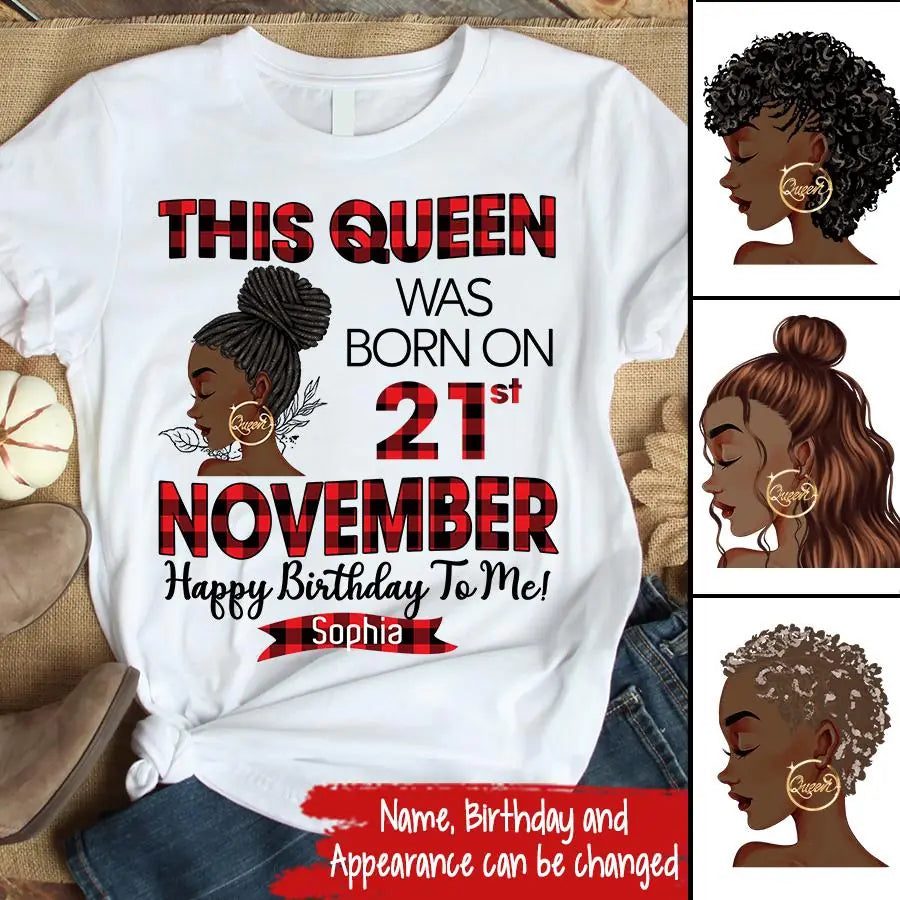 Custom November Birthday Shirt For Woman, Queens Are Born In November Gifts, Melanin Afro Woman Shirt, Black Girl Tee, Afro Queen Gift