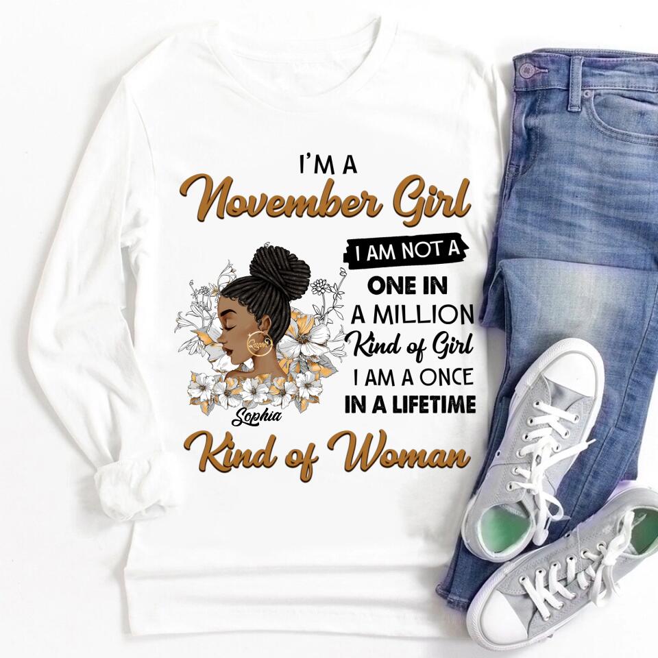 Custom November Birthday Shirt For Woman, Queens Are Born In November Gifts, Melanin Afro Woman Shirt, Black Girl Tee, Afro Queen Gift
