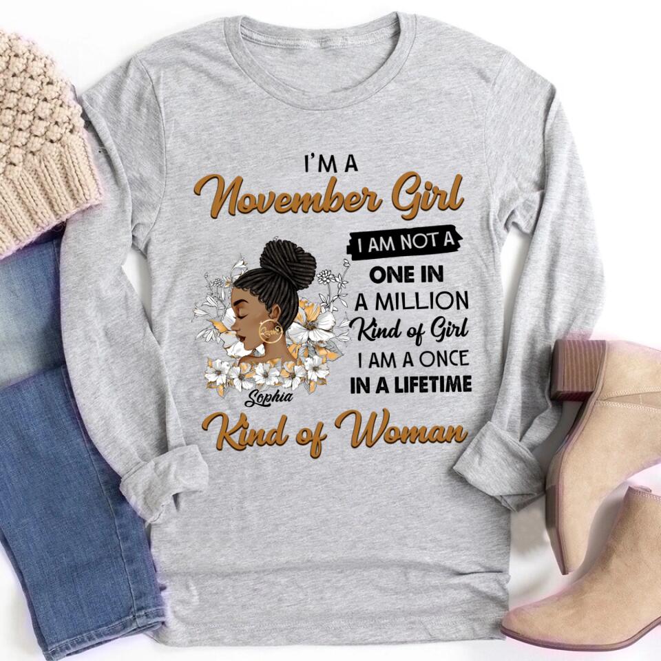 Custom November Birthday Shirt For Woman, Queens Are Born In November Gifts, Melanin Afro Woman Shirt, Black Girl Tee, Afro Queen Gift