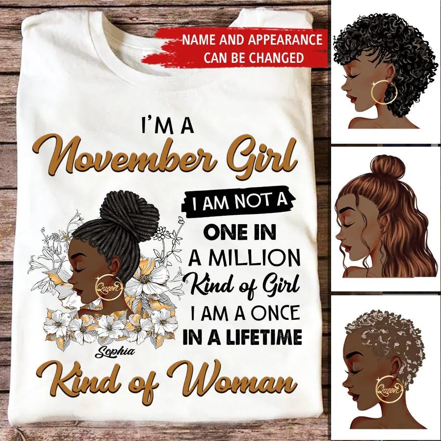 Custom November Birthday Shirt For Woman, Queens Are Born In November Gifts, Melanin Afro Woman Shirt, Black Girl Tee, Afro Queen Gift