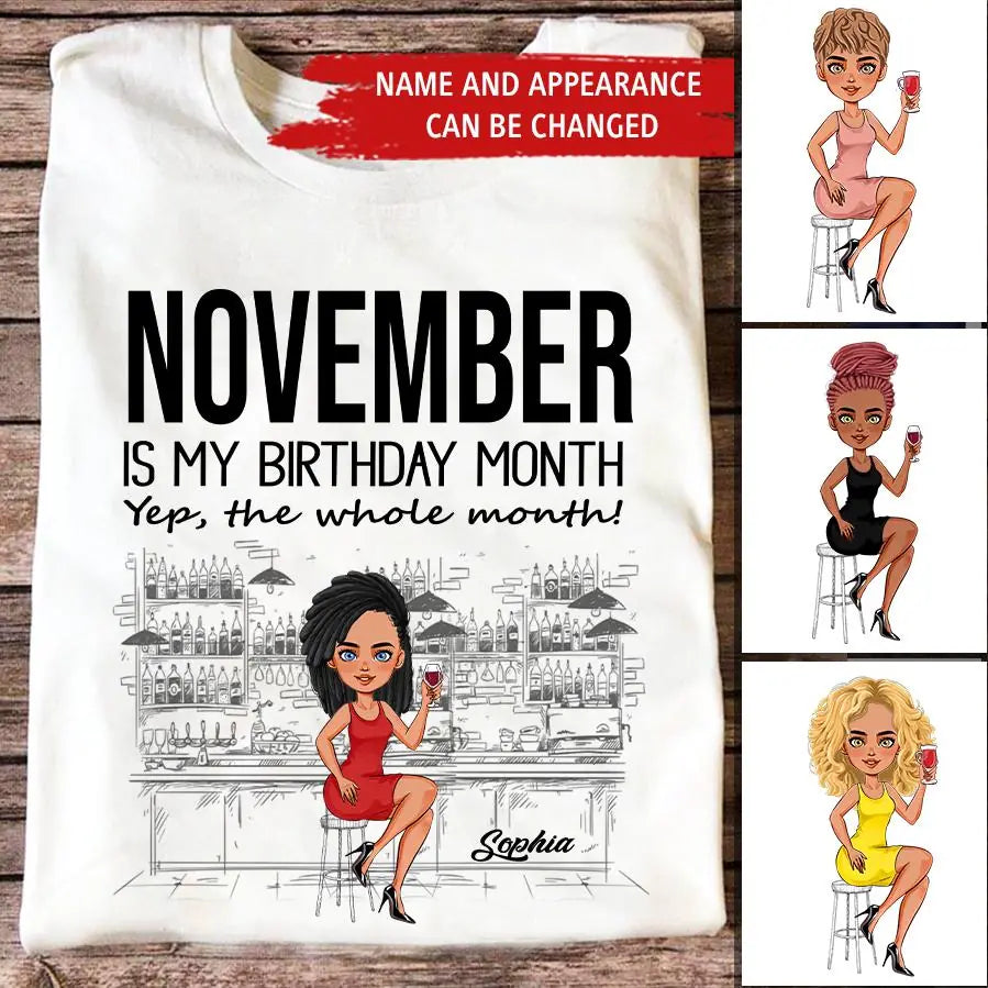 Custom November Birthday Shirt For Woman, Queens Are Born In November Gifts, Melanin Afro Woman Shirt, Black Girl Tee, Afro Queen Gift