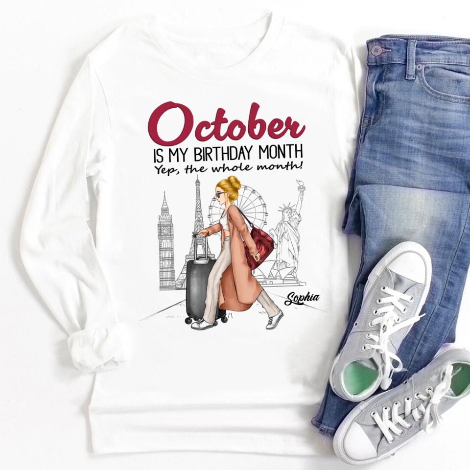 October Birthday Shirt, Custom Birthday Shirt, Queens are Born In October, October Birthday Shirts For Woman, October Birthday Gifts, Travel Lover