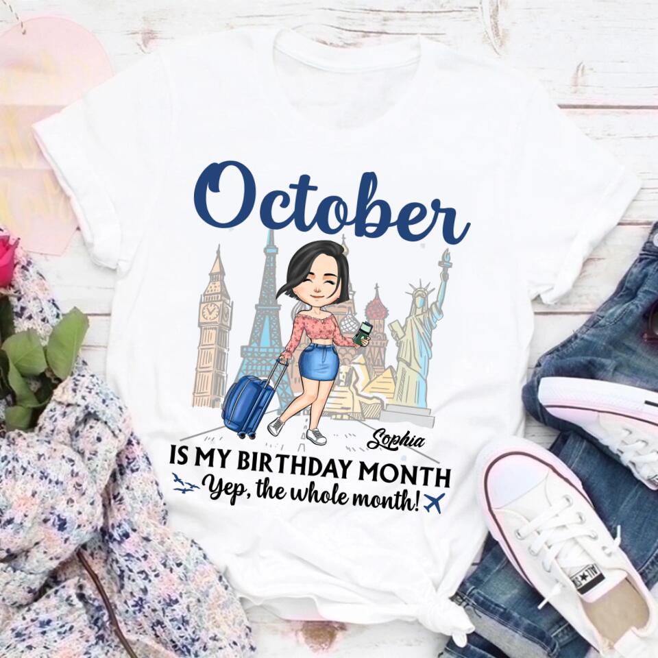 October Birthday Shirt, Custom Birthday Shirt, Queens are Born In October, October Birthday Shirts For Woman, October Birthday Gifts, Travel Lover