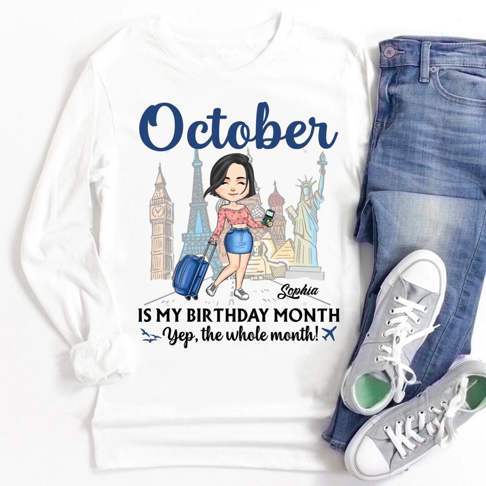 October Birthday Shirt, Custom Birthday Shirt, Queens are Born In October, October Birthday Shirts For Woman, October Birthday Gifts, Travel Lover