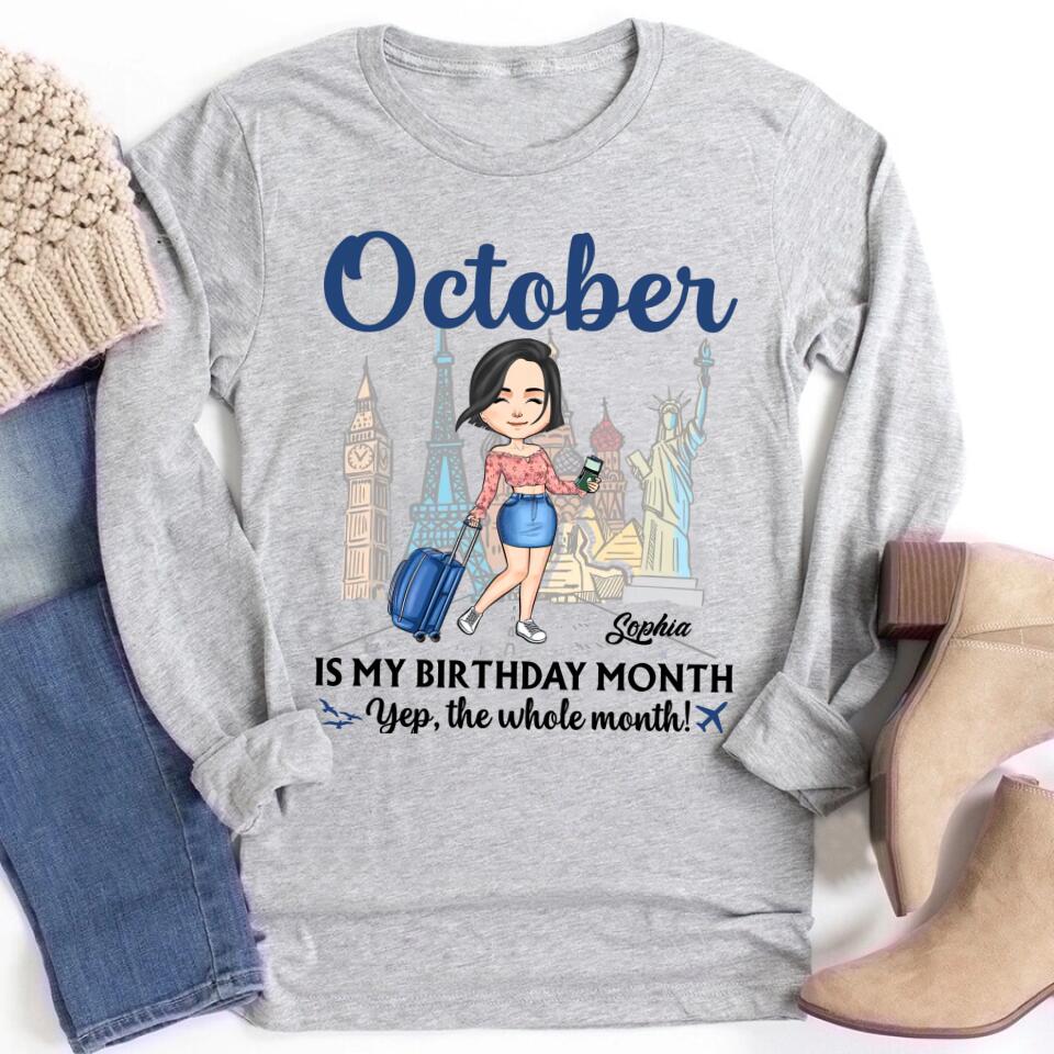 October Birthday Shirt, Custom Birthday Shirt, Queens are Born In October, October Birthday Shirts For Woman, October Birthday Gifts, Travel Lover