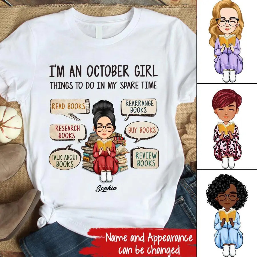 October Birthday Shirt, Custom Birthday Shirt, Queens are Born In October, October Birthday Shirts For Woman, October Birthday Gifts, Birthday Gift For Book - Bookworm, Book Lover, Book Reader