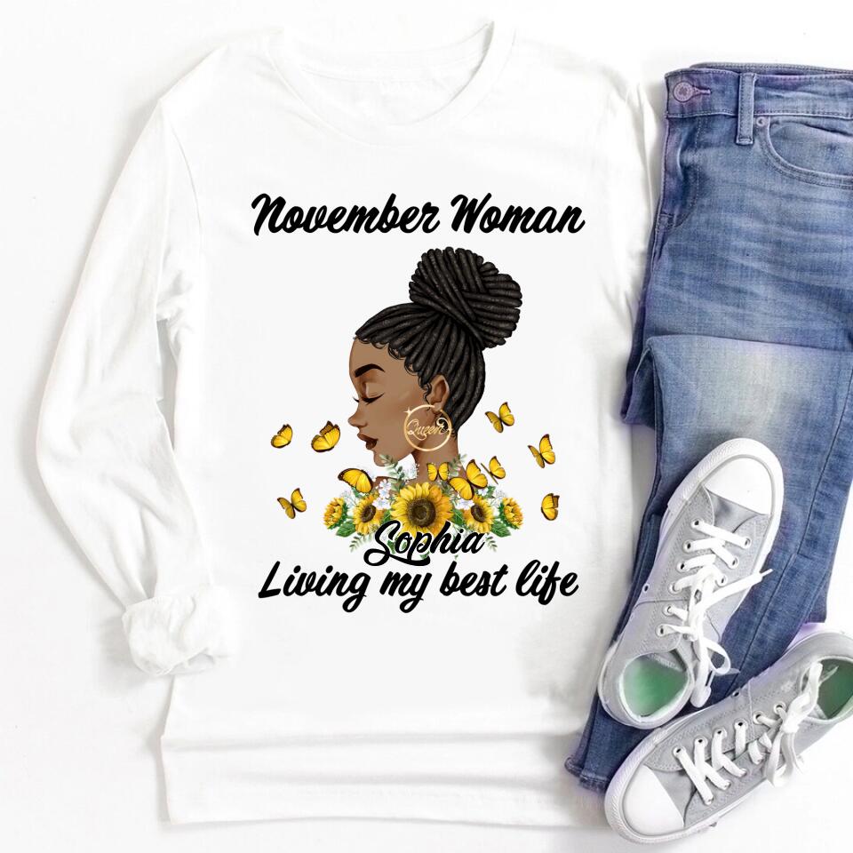 Custom November Birthday Shirt For Woman, Queens Are Born In November Gifts, Melanin Afro Woman Shirt, Black Girl Tee, Afro Queen Gift