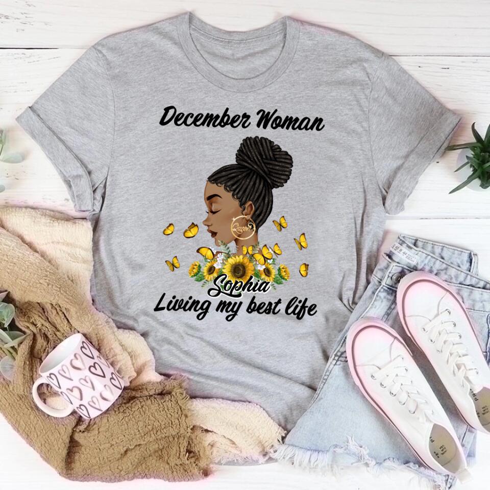 Custom December Birthday Shirt For Woman, Queens Are Born In December Gifts, Melanin Afro Woman Shirt, Black Girl Tee, Afro Queen Gift