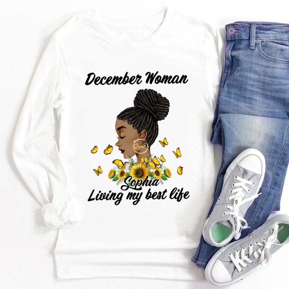 Custom December Birthday Shirt For Woman, Queens Are Born In December Gifts, Melanin Afro Woman Shirt, Black Girl Tee, Afro Queen Gift