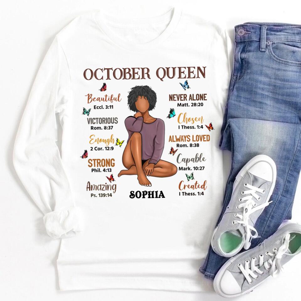 October Birthday Shirt, Custom Birthday Shirt, Queens are Born In October, October Birthday Shirts For Woman, October Birthday Gifts