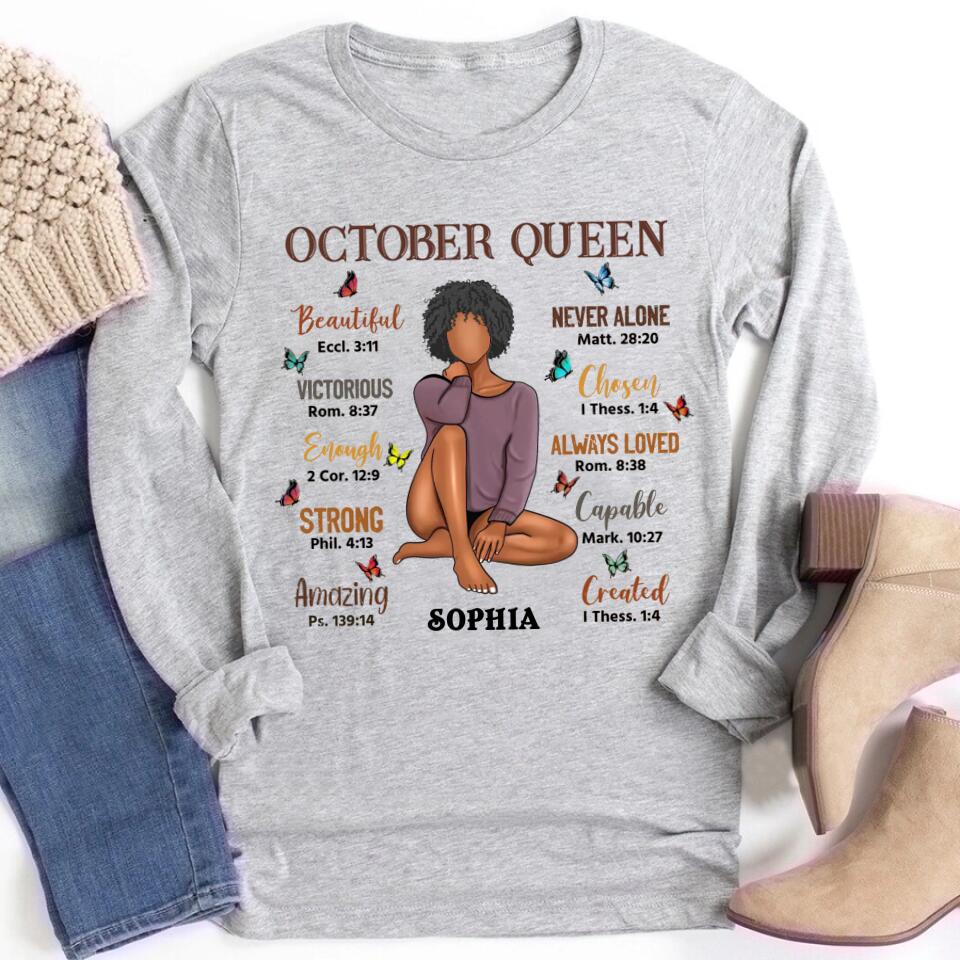 October Birthday Shirt, Custom Birthday Shirt, Queens are Born In October, October Birthday Shirts For Woman, October Birthday Gifts