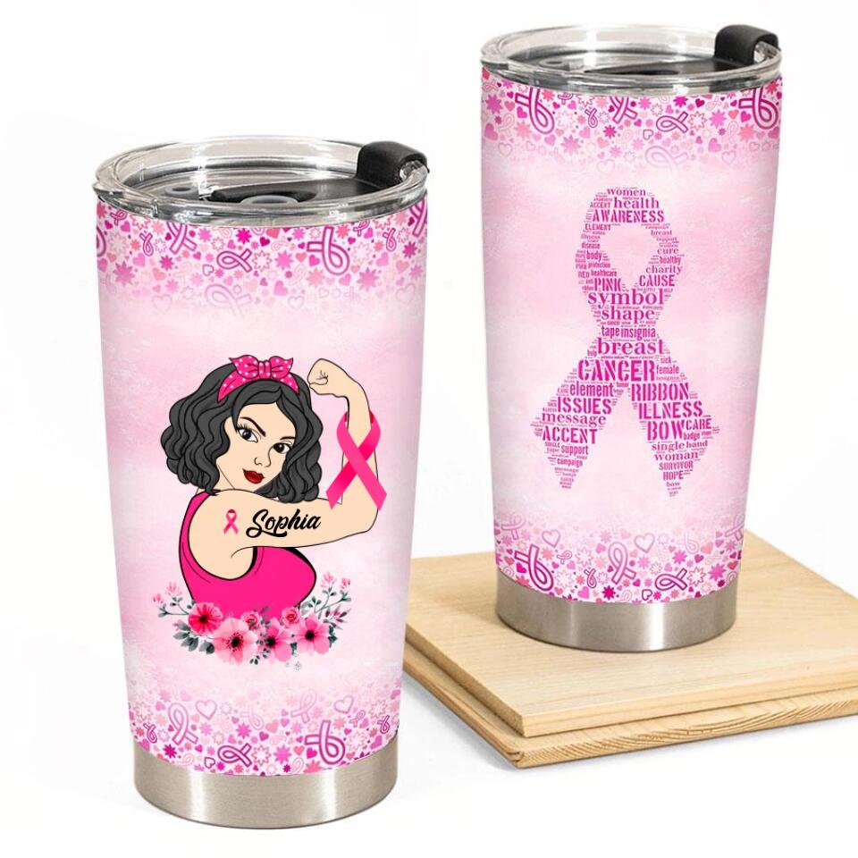 Custom Breast Cancer Awareness Tumbler Personalized Breast Cancer Survivor Gifts For Women Breast Cancer Pink Ribbon Tumbler