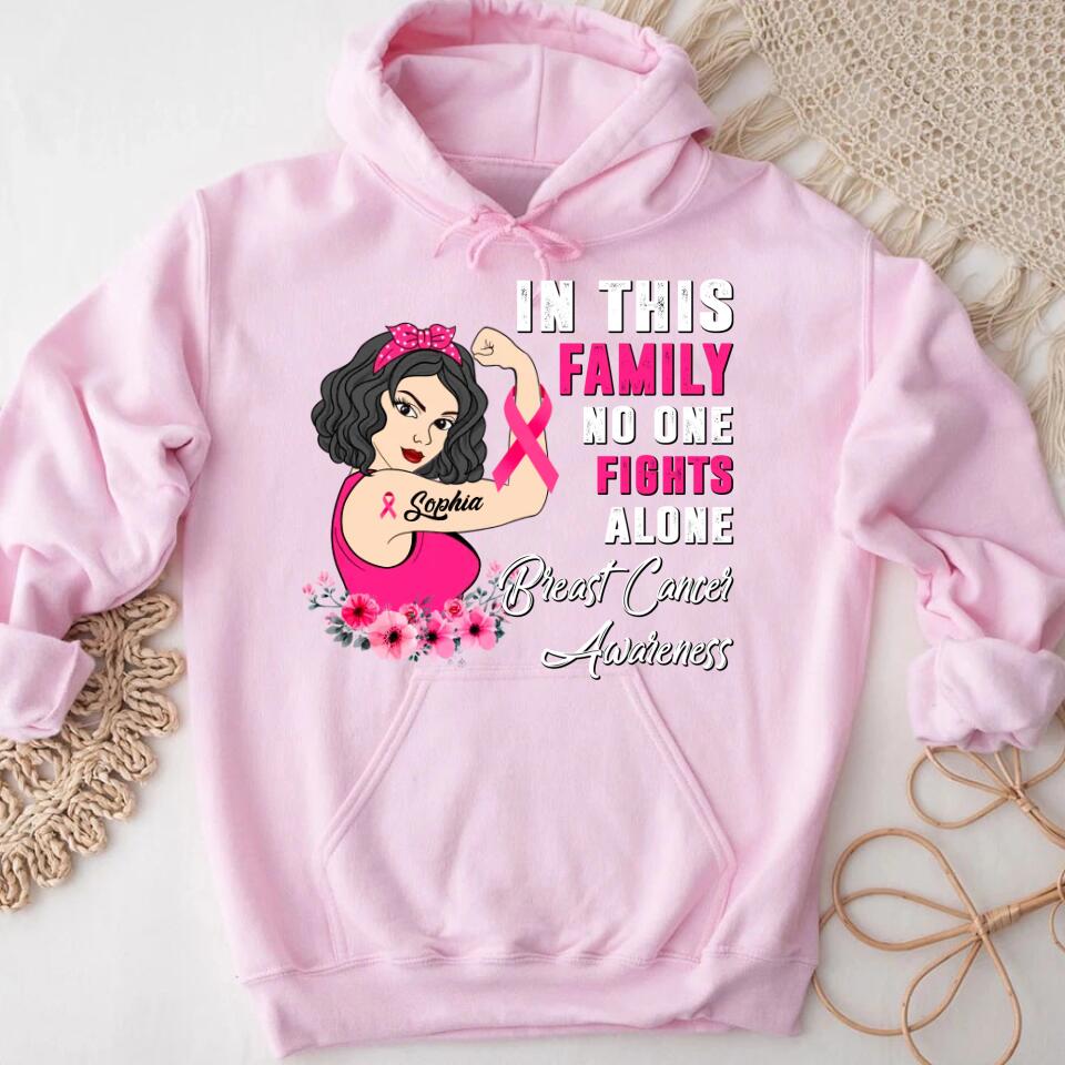 Personalized Breast Cancer Survivor Shirt In This Family No One Fight Alone Breast Cancer Awareness T-Shirt