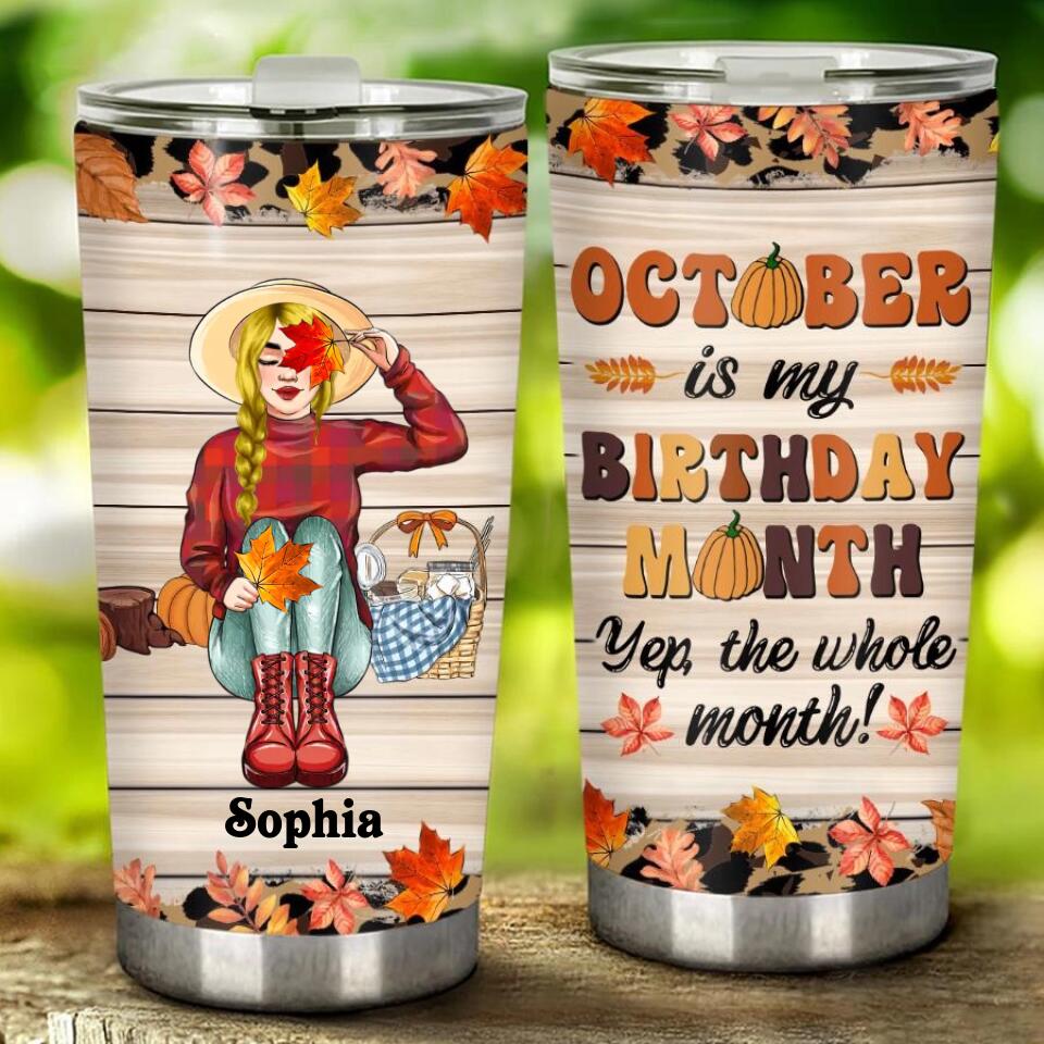 Personalized tumblers, Birthday Tumbler, Birthdays in October, October birthday gifts for her