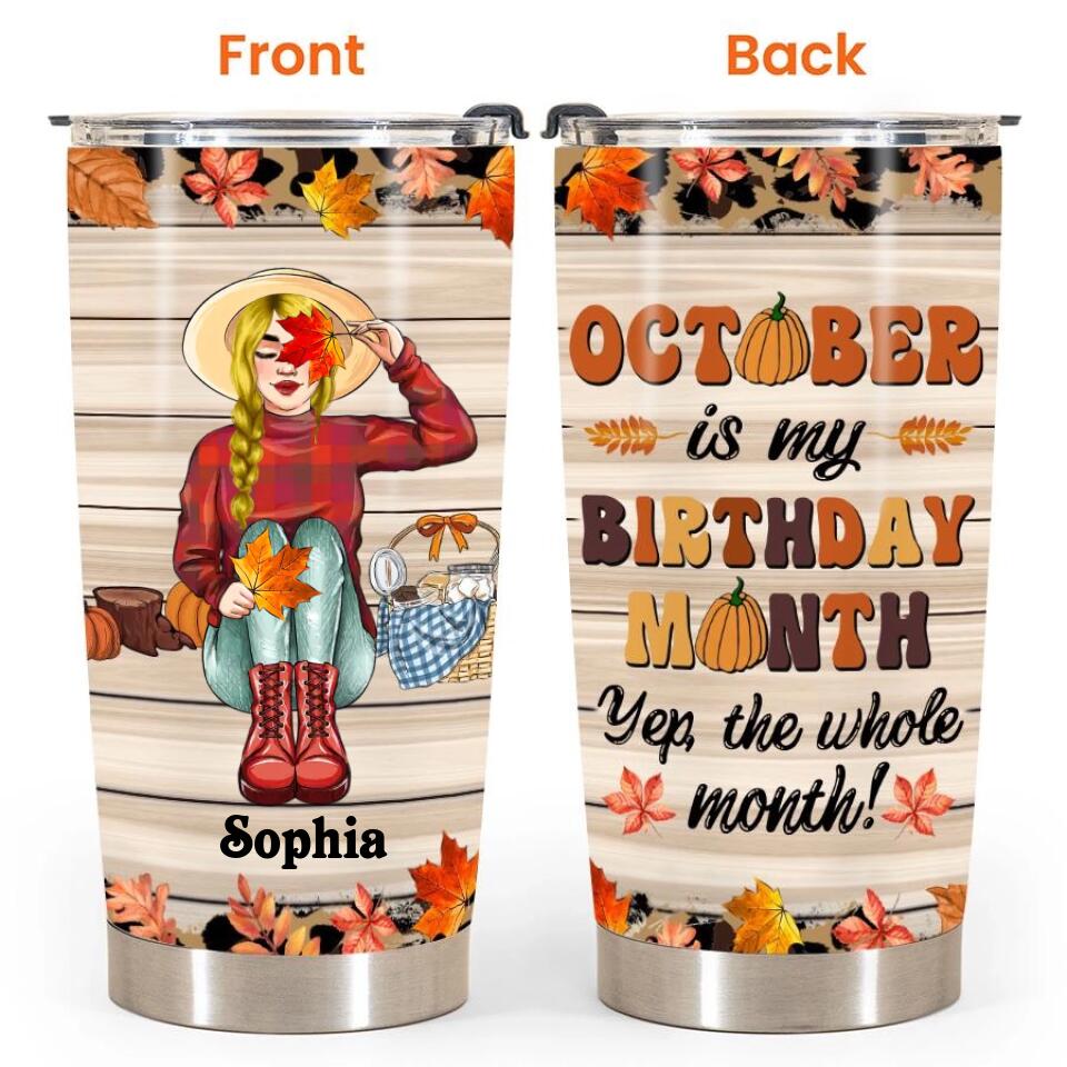 Personalized tumblers, Birthday Tumbler, Birthdays in October, October birthday gifts for her
