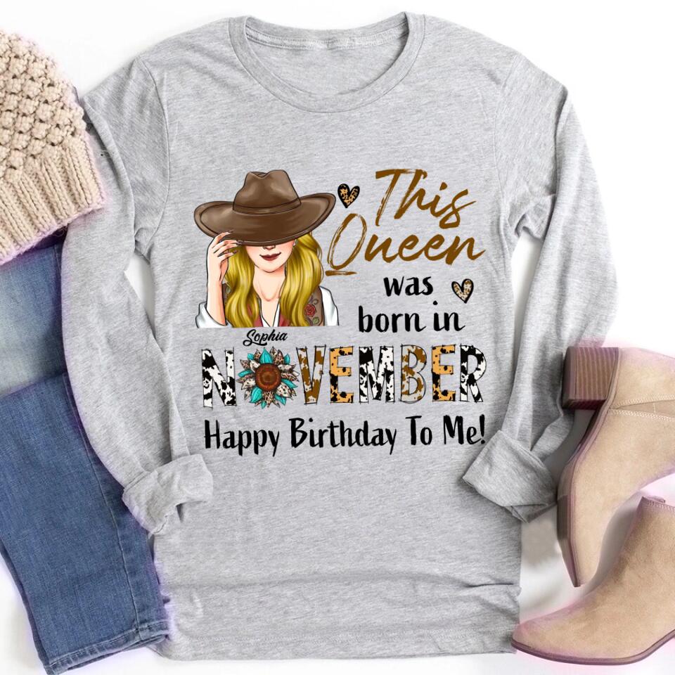 October Birthday Shirt, Custom Birthday Shirt, Queens are Born In October, October Birthday Shirts For Woman, October Birthday Gifts CowGirl