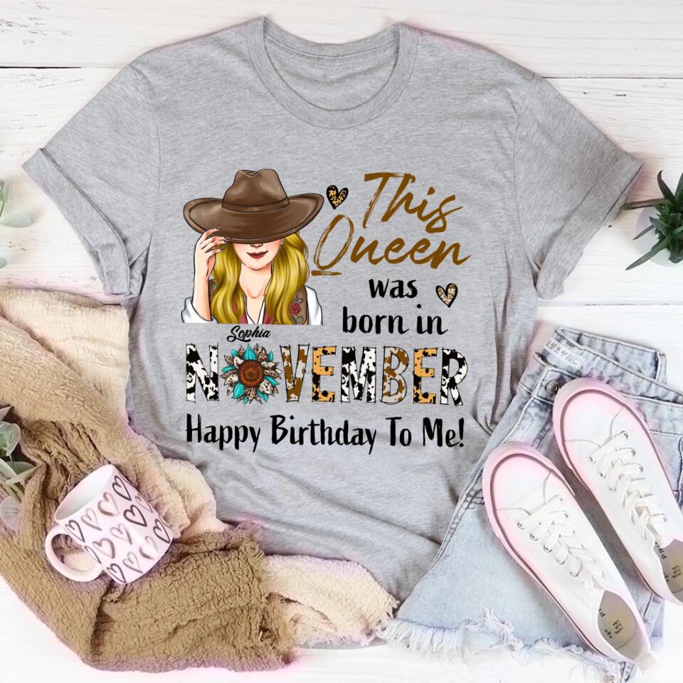 October Birthday Shirt, Custom Birthday Shirt, Queens are Born In October, October Birthday Shirts For Woman, October Birthday Gifts CowGirl