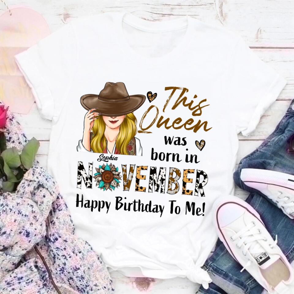 October Birthday Shirt, Custom Birthday Shirt, Queens are Born In October, October Birthday Shirts For Woman, October Birthday Gifts CowGirl