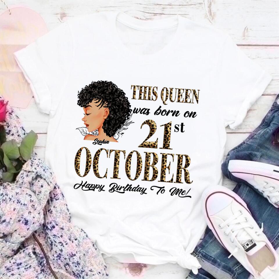 Custom October Birthday Shirt For Woman, Queens are Born In October Gifts, Melanin Afro Woman Shirt, Black Girl Tee, Afro Queen Gift