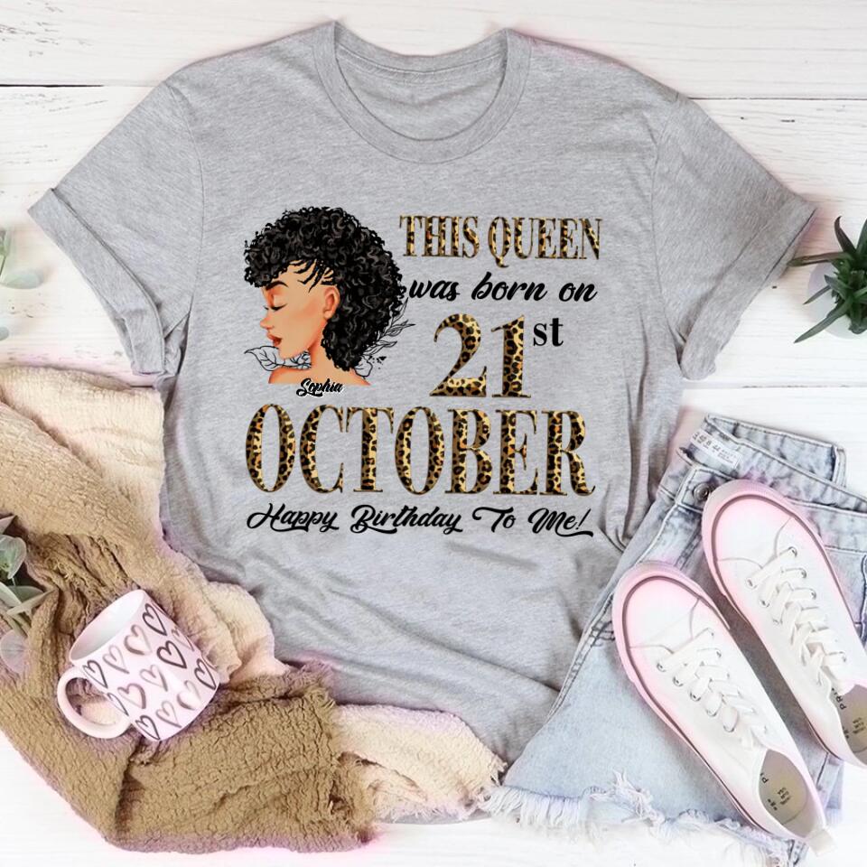 Custom October Birthday Shirt For Woman, Queens are Born In October Gifts, Melanin Afro Woman Shirt, Black Girl Tee, Afro Queen Gift