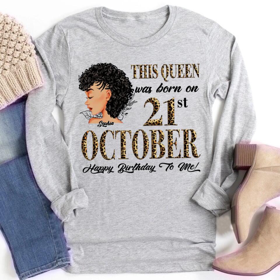 Custom October Birthday Shirt For Woman, Queens are Born In October Gifts, Melanin Afro Woman Shirt, Black Girl Tee, Afro Queen Gift