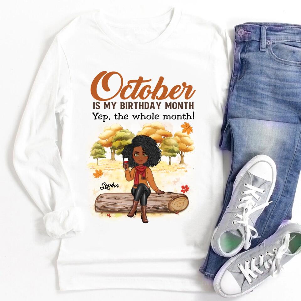 Custom October Birthday Shirt For Woman, Queens are Born In October Gifts, Melanin Afro Woman Shirt, Black Girl Tee, Afro Queen Gift