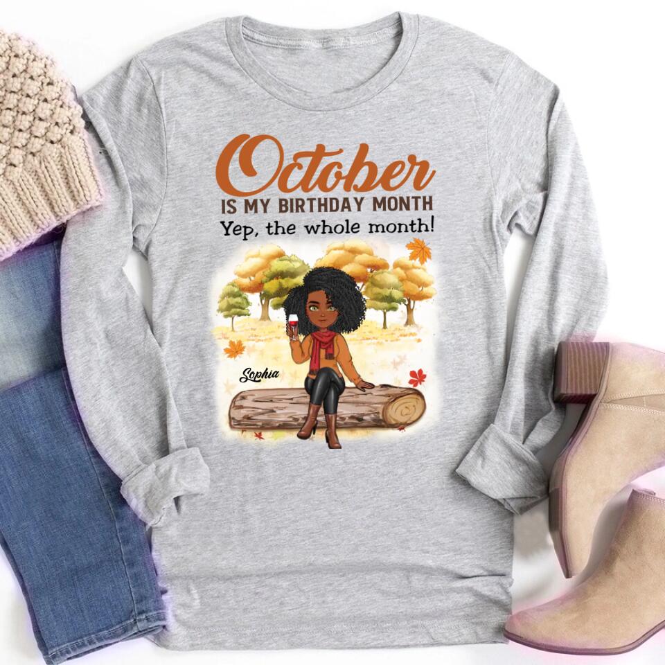 Custom October Birthday Shirt For Woman, Queens are Born In October Gifts, Melanin Afro Woman Shirt, Black Girl Tee, Afro Queen Gift