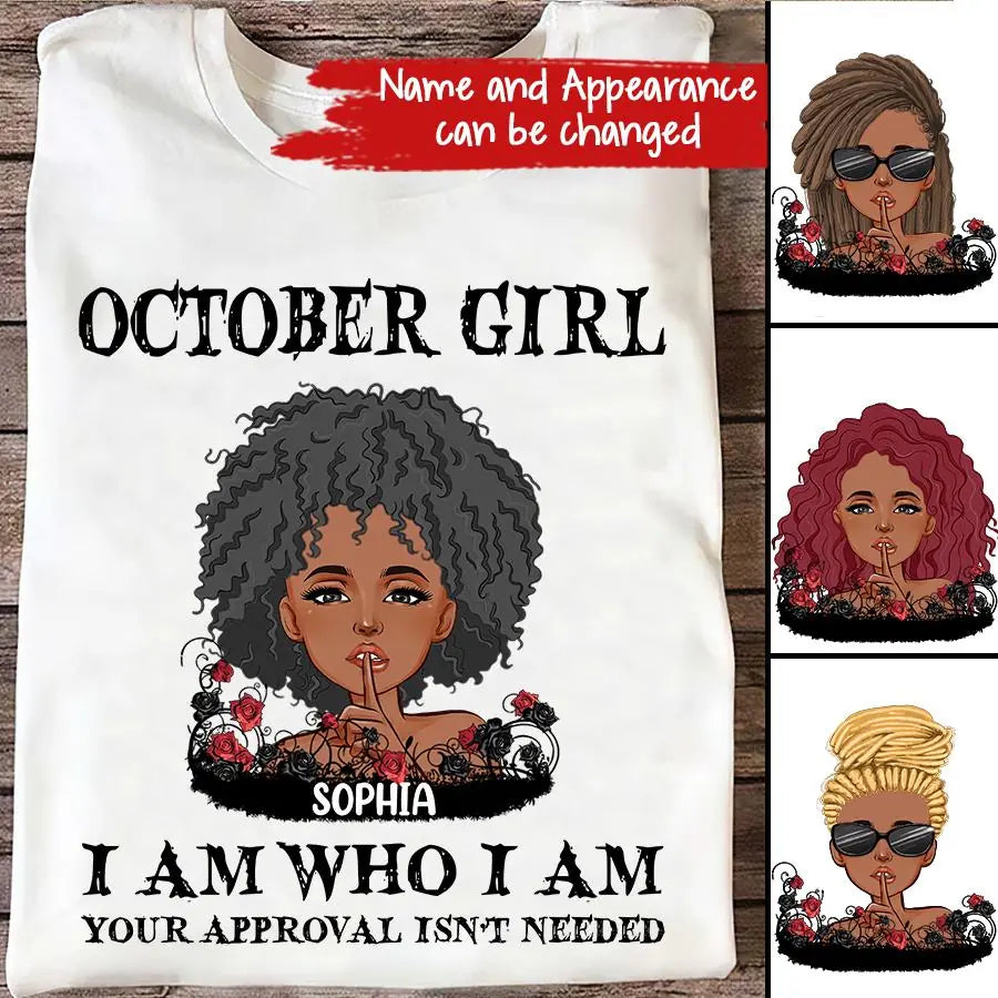 Custom October Birthday Shirt For Woman, Queens are Born In October Gifts, Melanin Afro Woman Shirt, Black Girl Tee, Afro Queen Gift