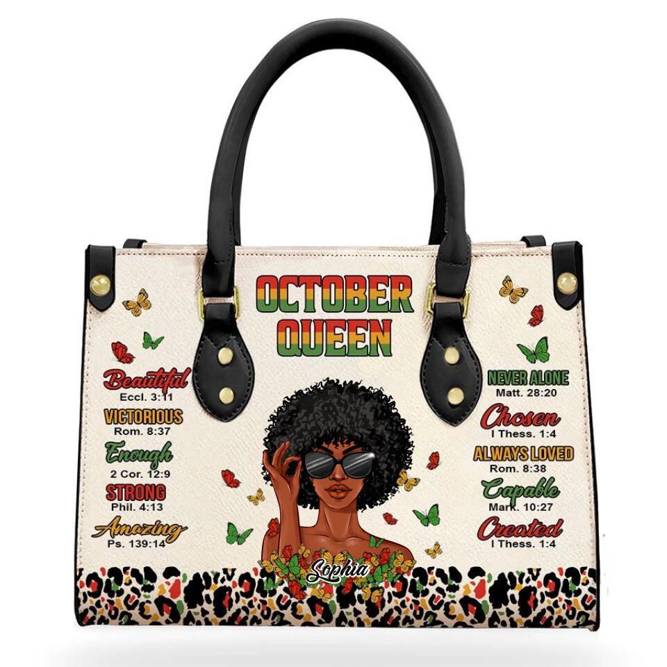 Personalized Leather Bag - Birthday, Handbag personalized, Custom Birthday Gift, Queens are Born In October, October Birthday Gifts For Woman, October Birthday Gifts, Handbag Gift