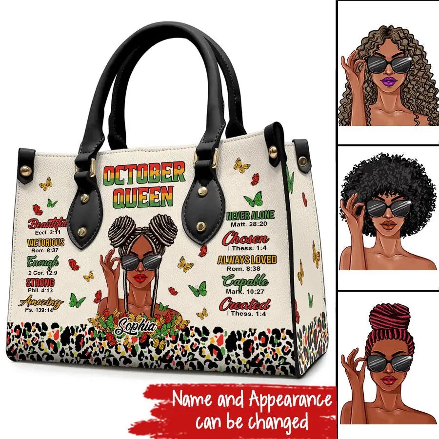 Personalized Leather Bag - Birthday, Handbag personalized, Custom Birthday Gift, Queens are Born In October, October Birthday Gifts For Woman, October Birthday Gifts, Handbag Gift