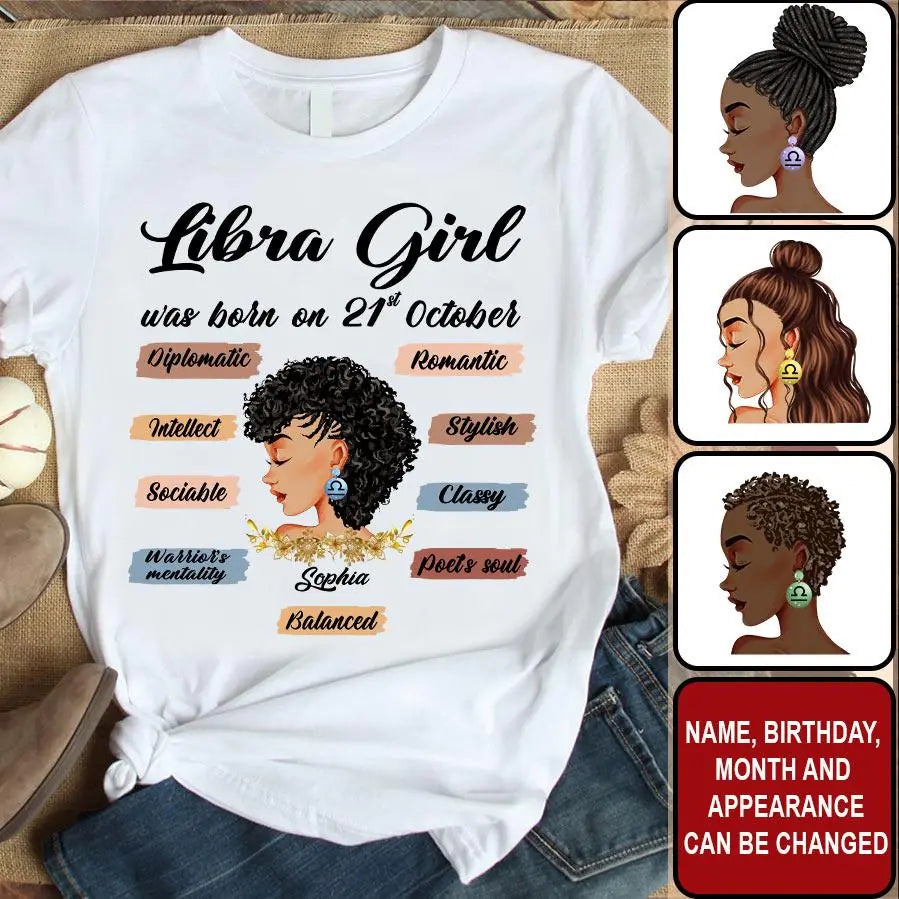 Custom Birthday Shirt, Libra Zodiac t shirt, Libra Birthday shirt, Libra t shirts for ladies, Libra queen t shirt, Libra Queen Birthday shirt