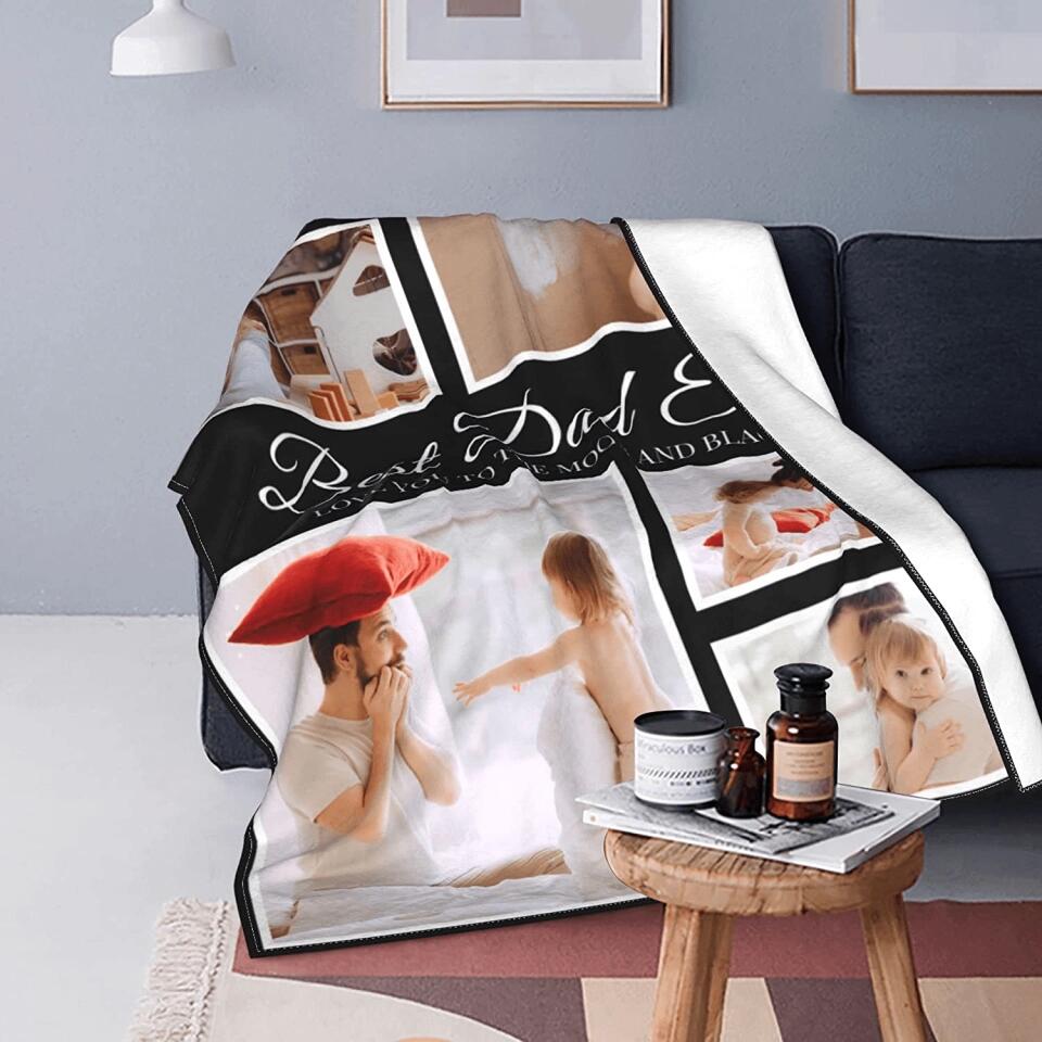 Customized Fathers Day Blankets with Photos Personalized Picture Collage Blanket Soft Custom Blanket Gifts