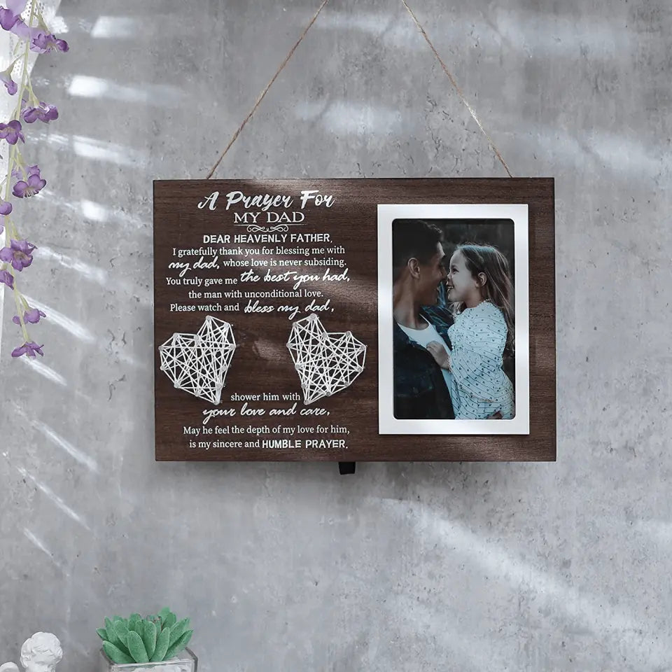 Dad Prayer Gifts - Rustic Dad Prayer Picture Frame, Unique Dad Gifts for Dad Step-dad Father in Law, Dad Birthday Gifts Christmas Gifts