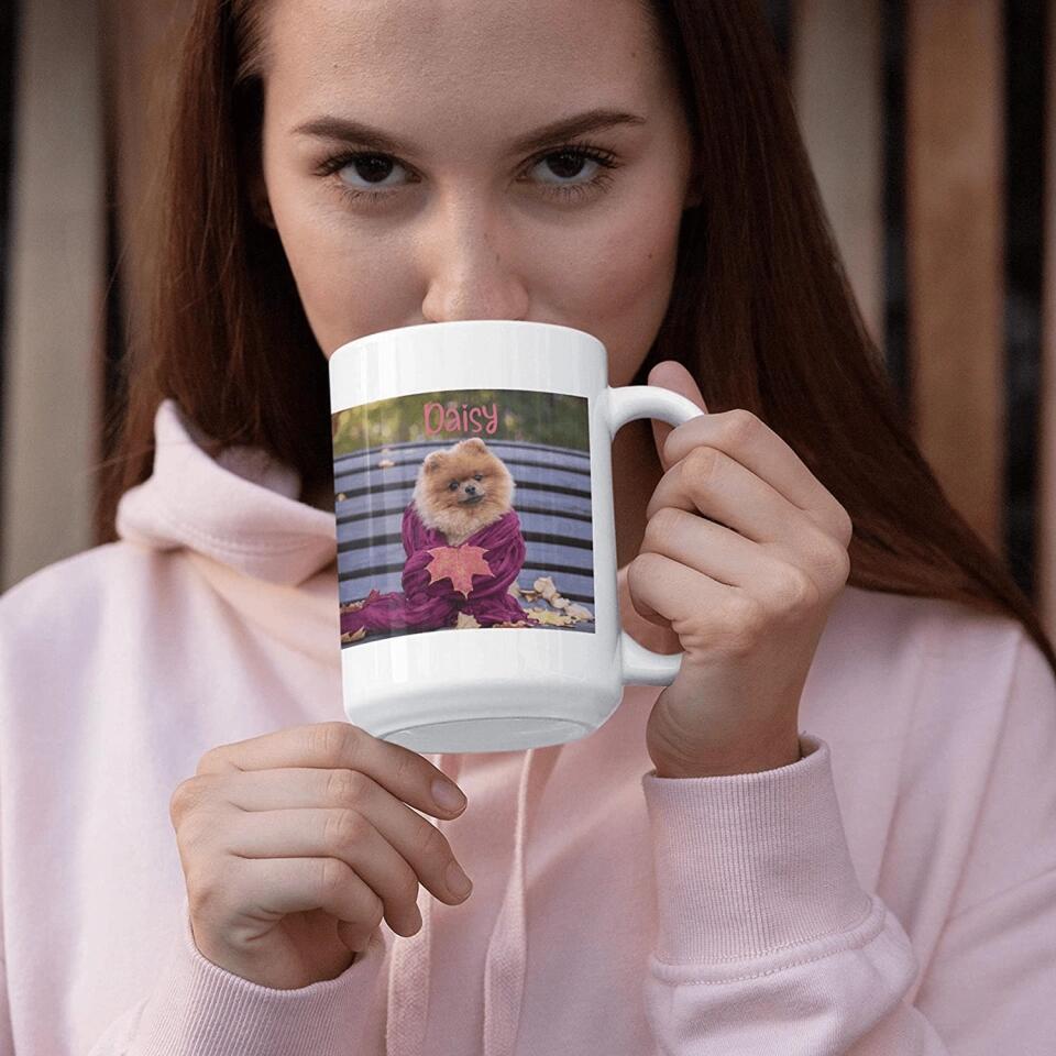 Custom Photo Coffee Mugs, 15 oz. w/Picture, Text, Name on Coffee Mugs, Personalized Gifts, Ceramic Custom Mug, Great Photo Gifts