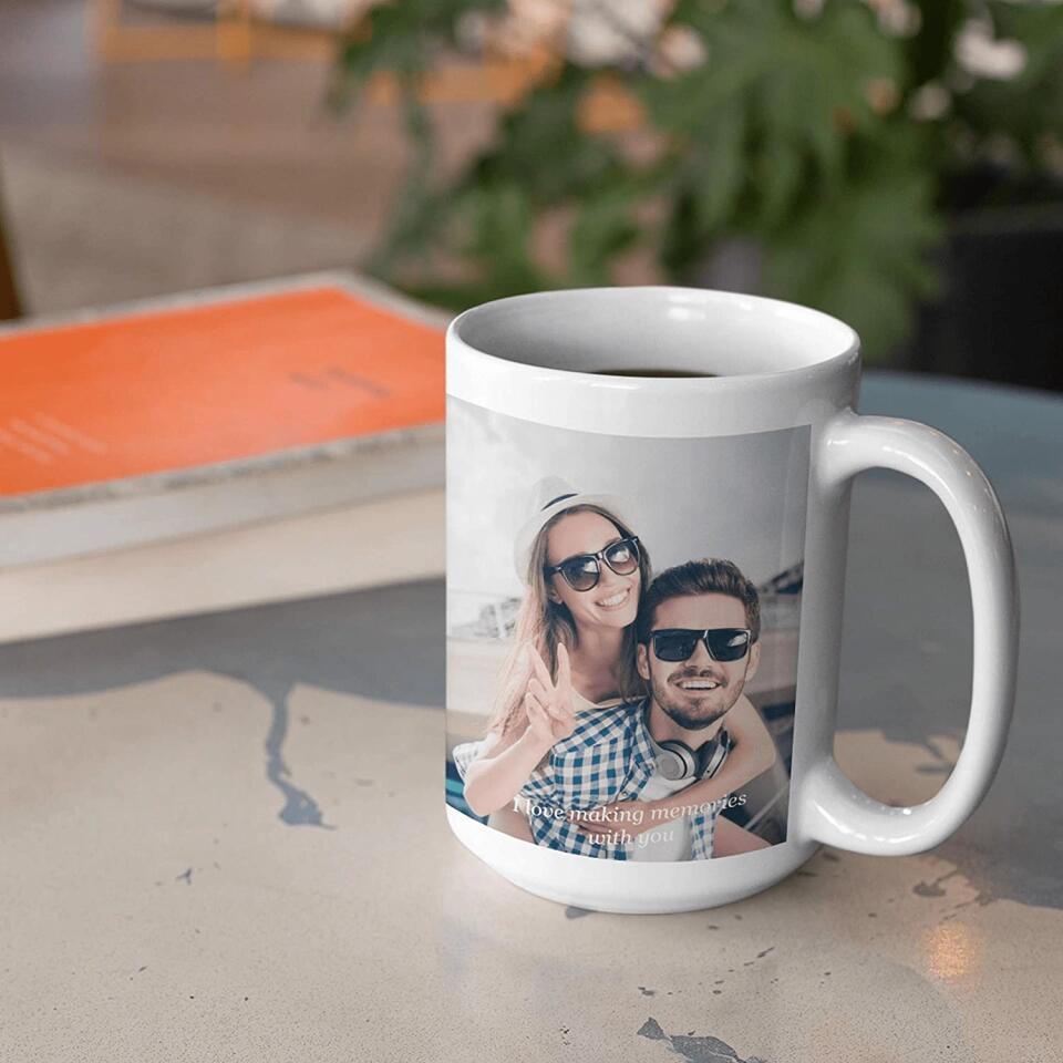 Custom Photo Coffee Mugs, 15 oz. w/Picture, Text, Name on Coffee Mugs, Personalized Gifts, Ceramic Custom Mug, Great Photo Gifts