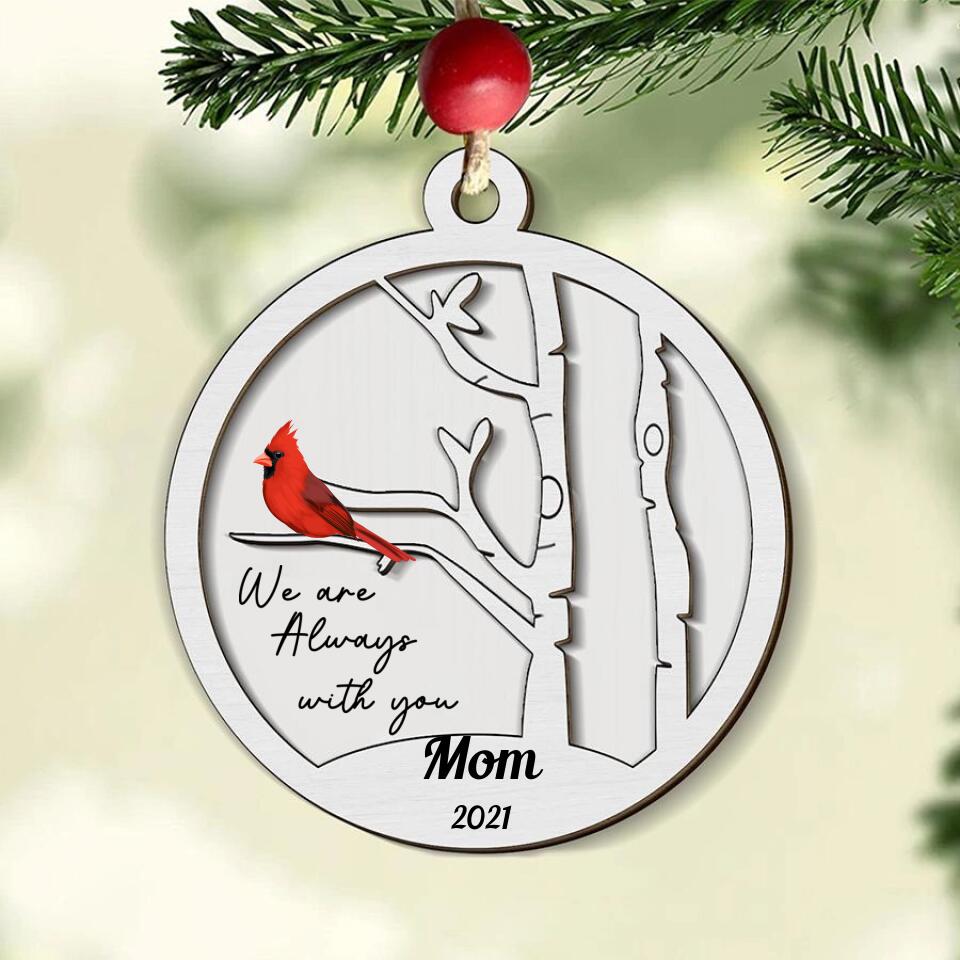 Always With You Holly Branch Cardinal Memorial Photo Personalized Memorial Ornament, Memorial Ornament Gifts, Mom Dad Memorial Ornament