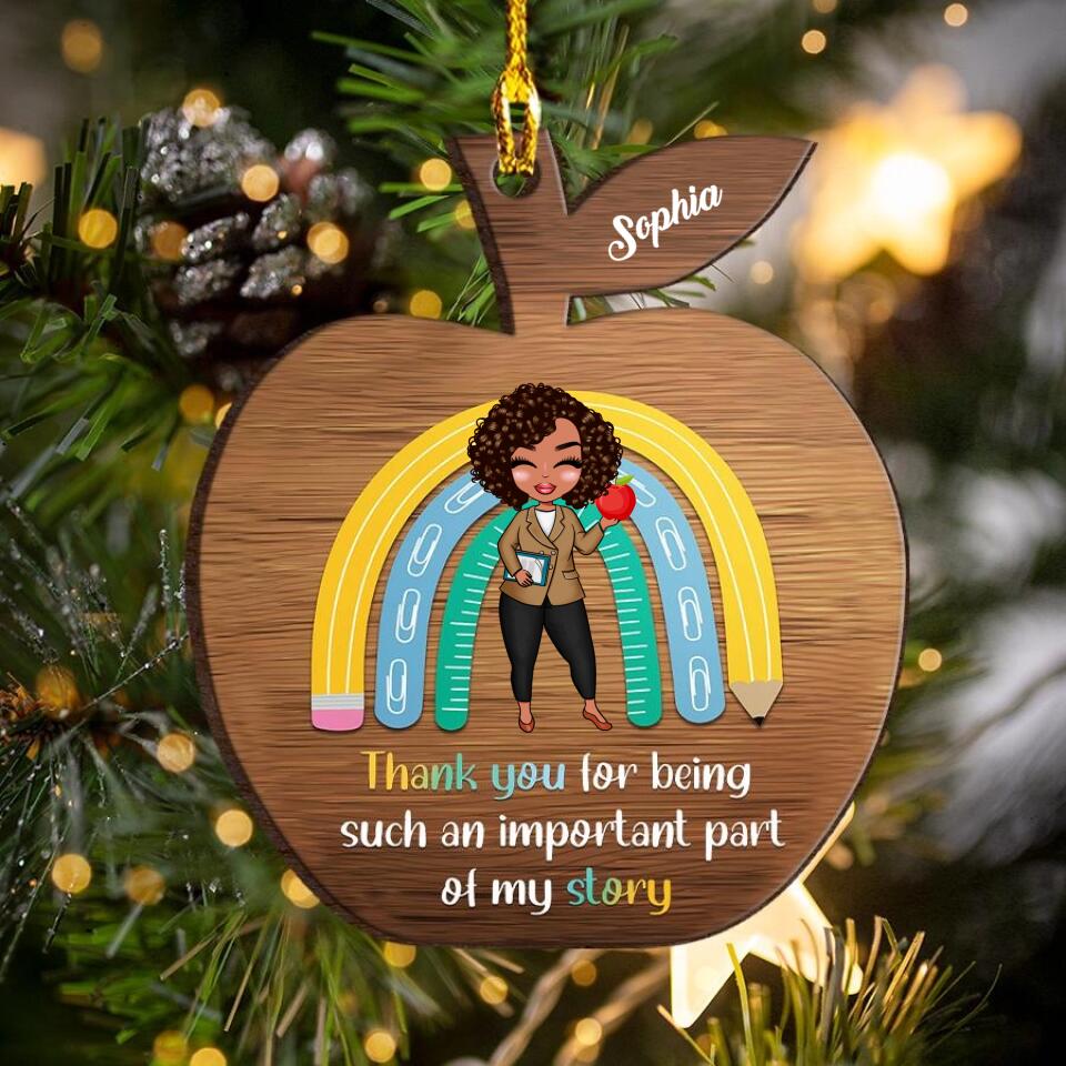 Thank You For Helping Me Grow - Personalized White MDF Ornaments - Birthday, Teacher Day Gift For Teachers