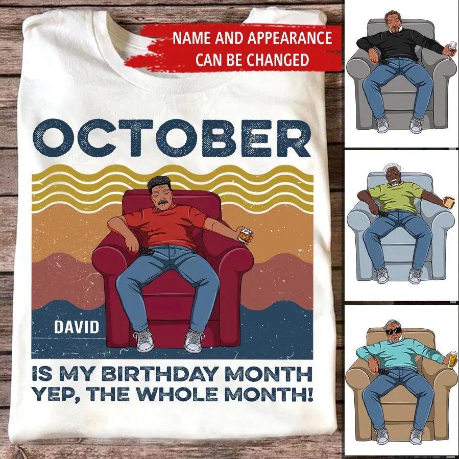 Personalized Birthday T Shirt, October Birthday Shirt, Custom Birthday Shirt, A Black King Was Born In October, October Birthday Shirts For Man