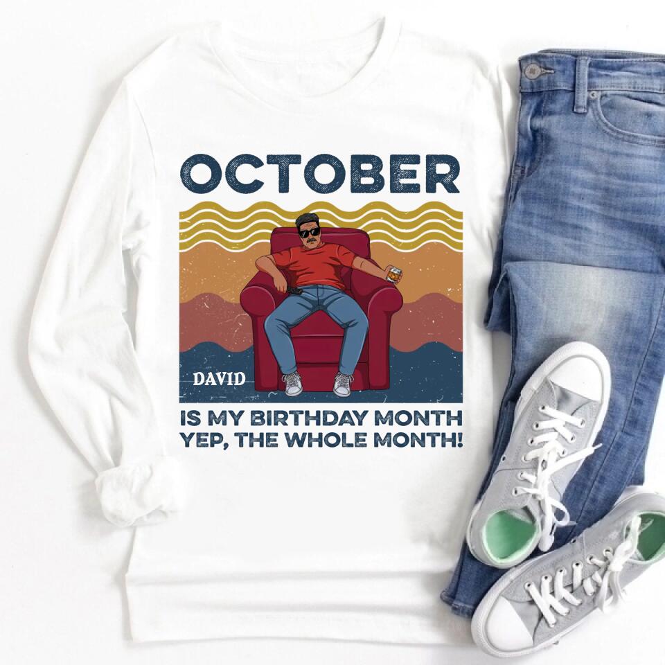 Personalized Birthday T Shirt, October Birthday Shirt, Custom Birthday Shirt, A Black King Was Born In October, October Birthday Shirts For Man