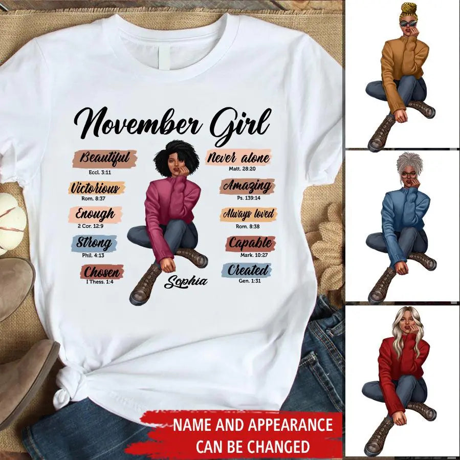 Custom November Birthday Shirt For Woman, Queens Are Born In November Gifts, Melanin Afro Woman Shirt, Black Girl Tee, Afro Queen Gift