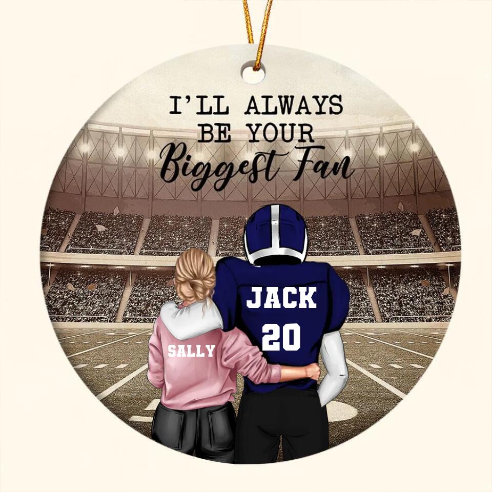 Christmas Gift For Couple, I&#39;ll Be Always Your Biggest Fan Ornaments, Couple Ornament, Personalized Football Ornament, Football Couple Custom Gift