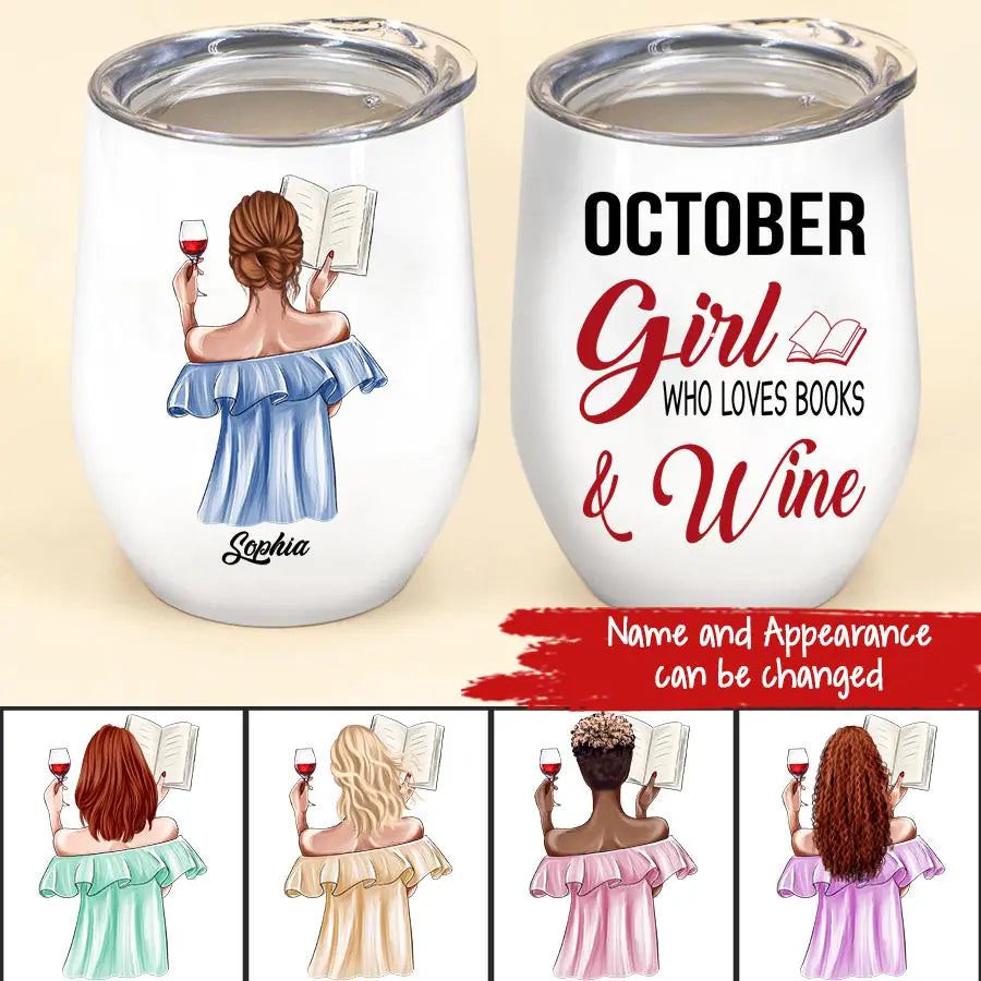 Personalized Wine Tumbler - Birthday Gift For October Queen, October Birthday Gifts, October Birthday Gift Idea For Her