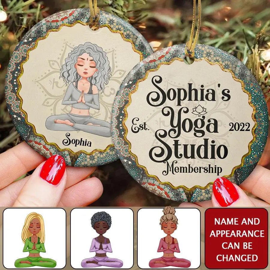 Yoga Studio - Personalized Two-Sided Ceramic Ornament - Christmas Gift For Yoga Lovers
