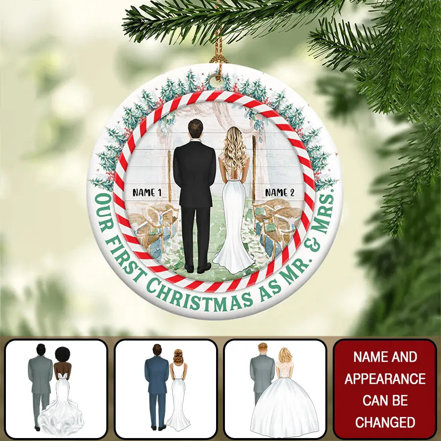 Our First Christmas Ornament 2022, Personalized Our First Christmas Ornaments, First Christmas As Mr And Mrs Ornament