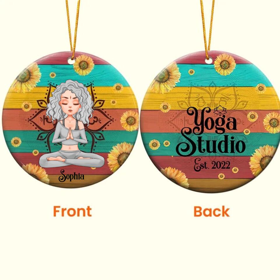 Yoga Studio - Personalized Two-Sided Ceramic Ornament - Christmas Gift For Yoga Lovers