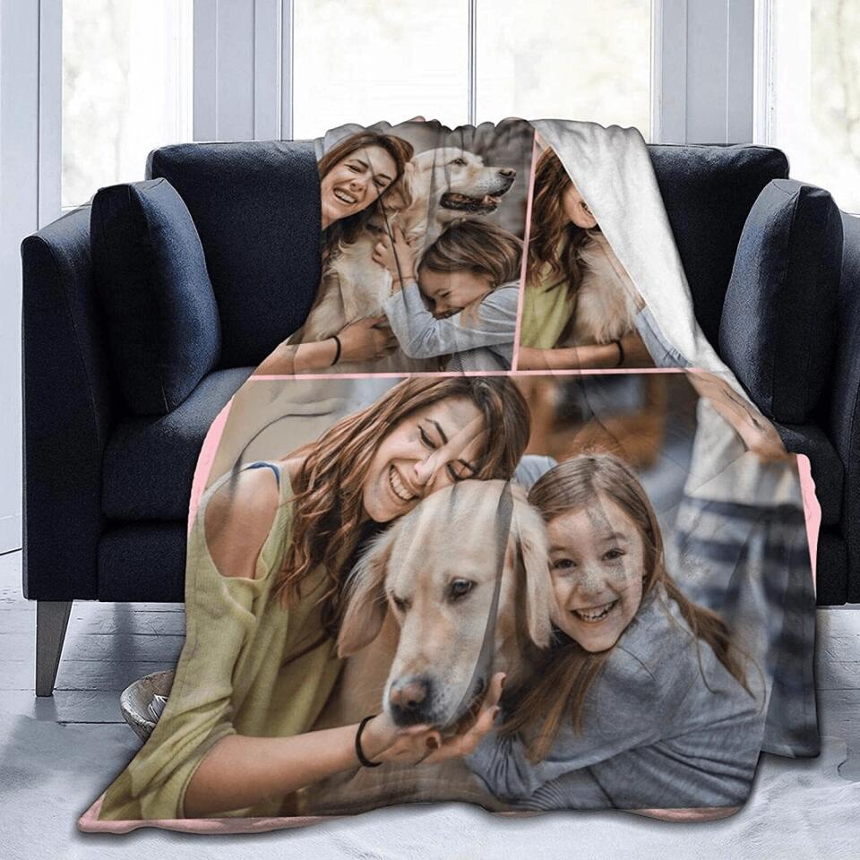Custom Blanket Personalized Blanket with Photos Text Customized Picture Throw Blanket for Adult Kid Birthday Christmas Halloween New Year