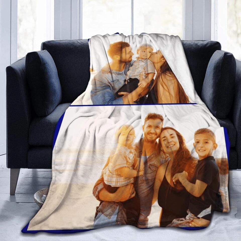 Custom Blanket Personalized Blanket with Photos Text Customized Picture Throw Blanket for Adult Kid Birthday Christmas Halloween New Year